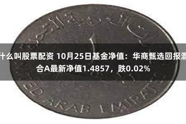 什么叫股票配资 10月25日基金净值：华商甄选回报混合A最新净值1.4857，跌0.02%