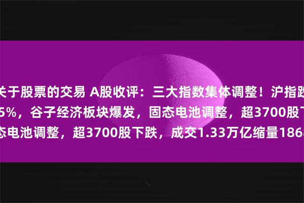 关于股票的交易 A股收评：三大指数集体调整！沪指跌0.12%创业板指跌1.15%，谷子经济板块爆发，固态电池调整，超3700股下跌，成交1.33万亿缩量1868亿