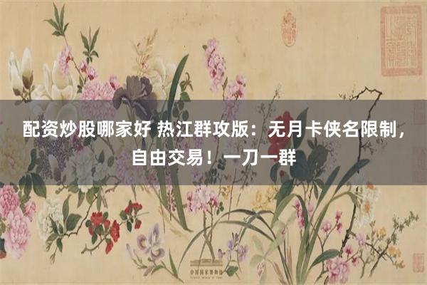 配资炒股哪家好 热江群攻版：无月卡侠名限制，自由交易！一刀一群